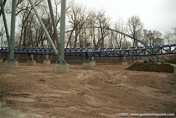 Track heading back over the lagoon, first island turn in background