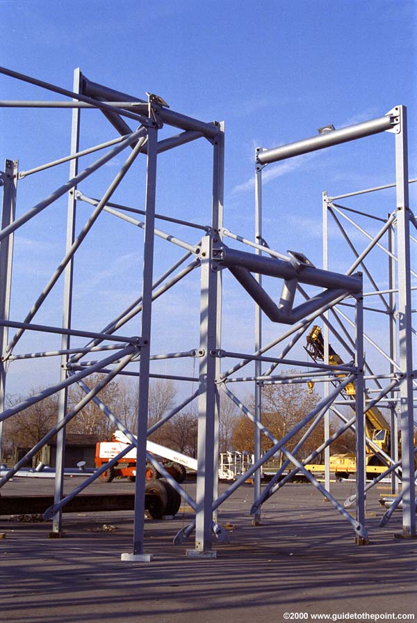 Assembled support sections in parking lot
