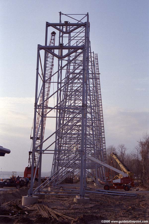 Looking up at lift from site of load station