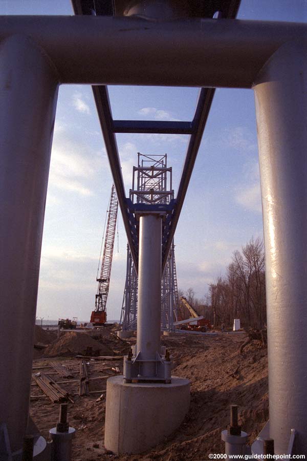 Looking up through the load station track