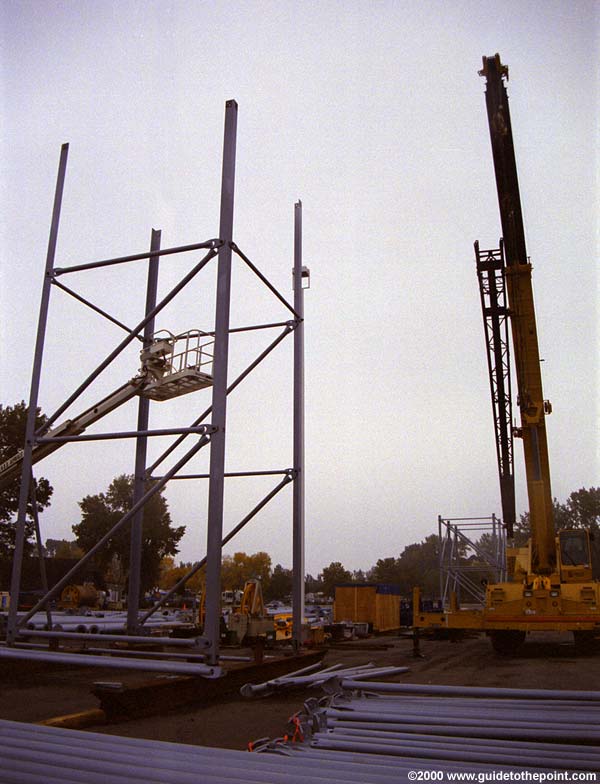 Support assemblies in parking lot