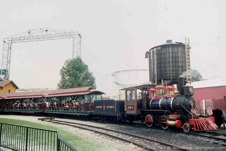 CP&LE RR #44, 'Judy K', formerly #22, (Vulcan, 1922) with no name, now named for Dick Kinzel's wife, at Main Station, Summer '96.  Both #5 and #44 were extensively rebuilt in the mid-'90's by Shop Services, of Iowa.   Copyright 2005, Paul W. Woodring.