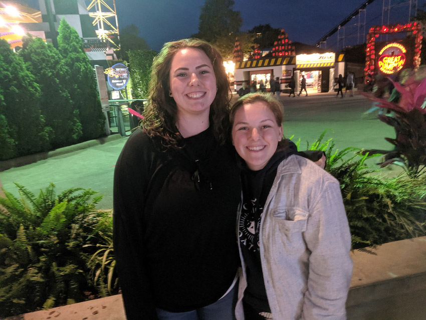 Savannah and Sarah conquered Steel Vengeance in the morning, then capped off the day with the ultimate goal of riding Top Thrill Dragster. Photo - Kevin Meyer