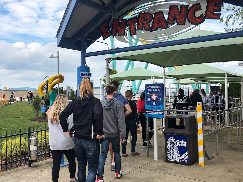 The group boards Wicked Twister as Sam prepares to launch