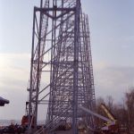 Looking up at lift from site of load station