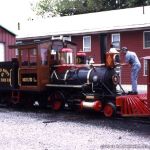 June '92 finds Maude L. being readied for operation on the second train, having been pulled out of the house by the railroad's gas-hydraulic Plymouth switcher, #7.  Copyright 2005, Paul W. Woodring